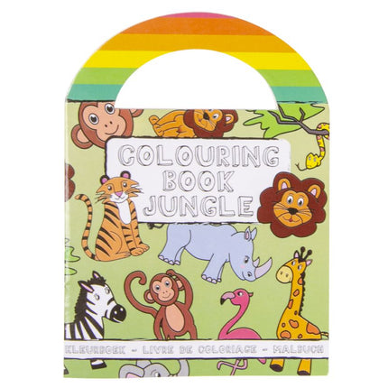 6 Jungle Sticker & Colouring Books With Handles