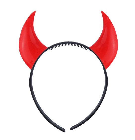 Red Plastic Devil Horn Headband