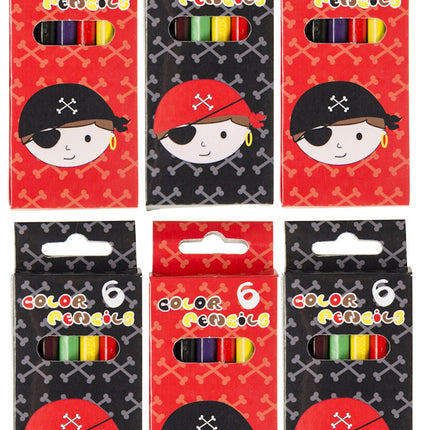 6 Pirate Halfsize Colouring Pencils