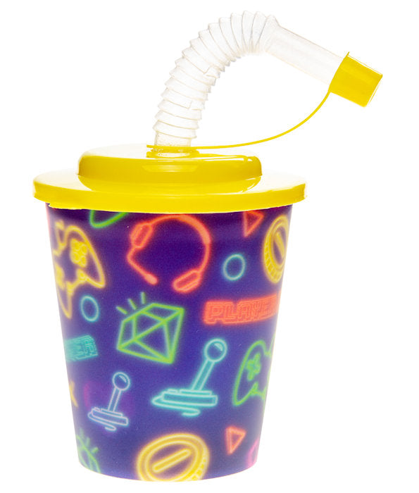 Gamer Reusable Plastic 3D Cup & Straw