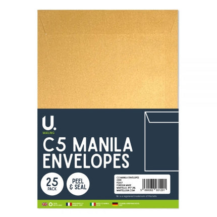25 Manila C5 Envelopes