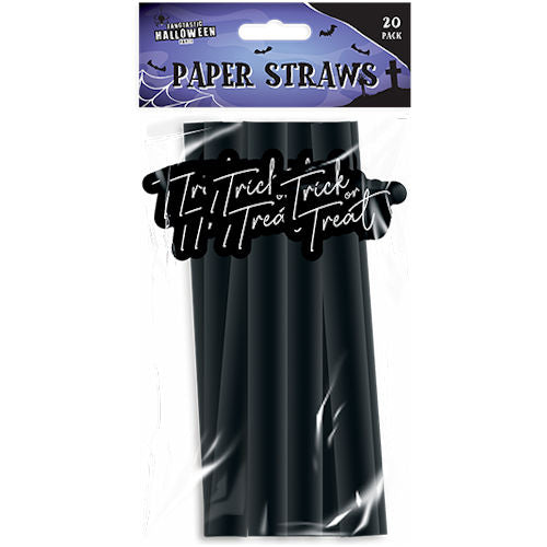20 Black Halloween Paper Straws