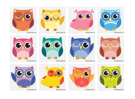 72 Owl Temporary Tattoos