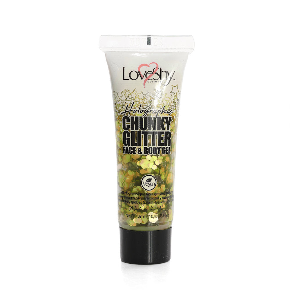 LoveShy Gold Holographic Chunky Glitter Face & Body Gel