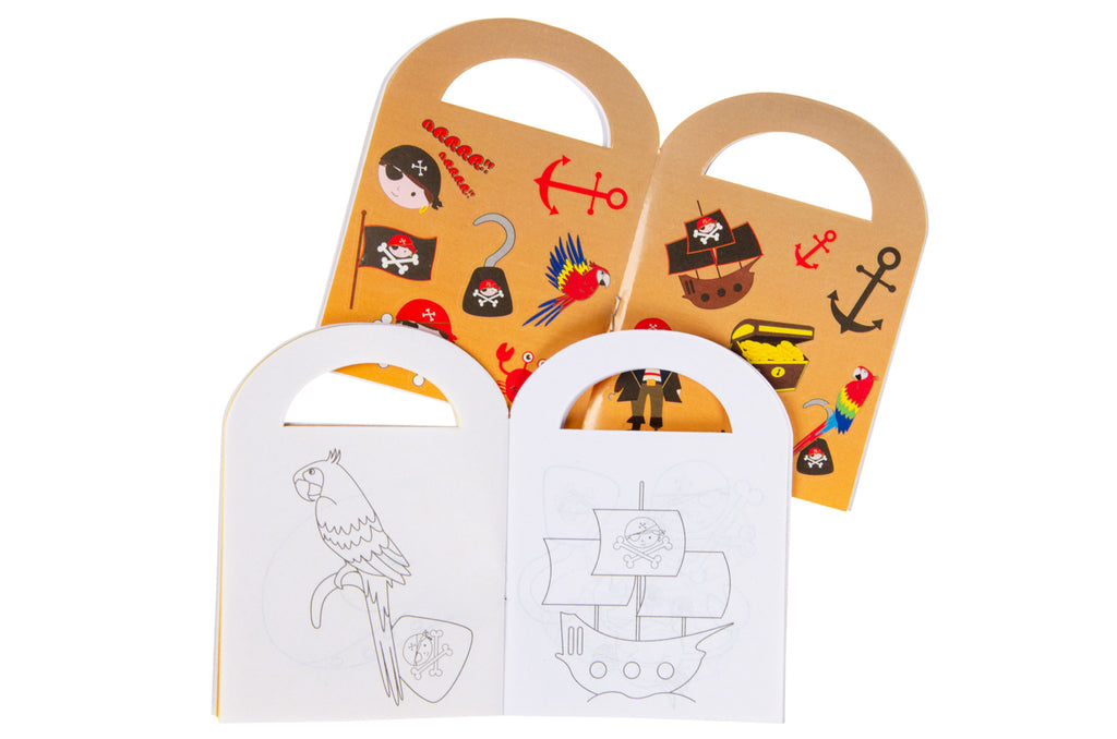 6 Pirate Sticker & Colouring Books With Handles