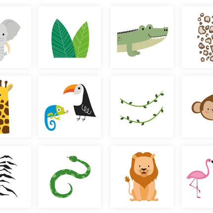 12 Jungle Temporary Tattoos