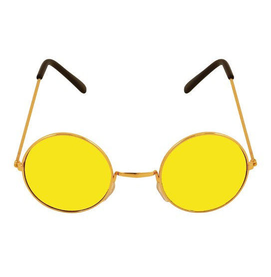 Adult Gold Framed Glasses & Yellow Lenses