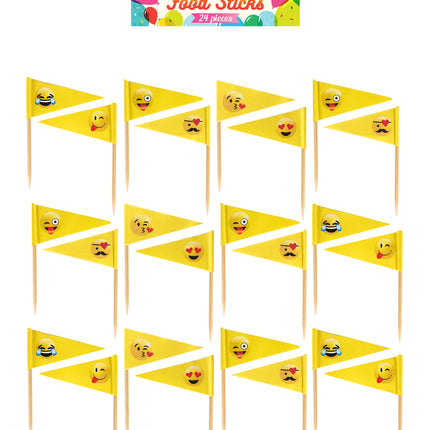24 Happy Face Food Sticks