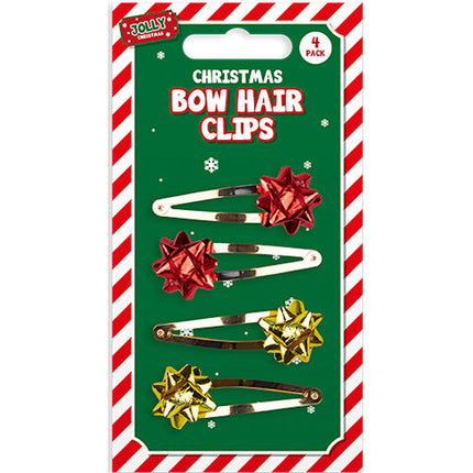 4 Christmas Gift Bow Novelty Hair Clips