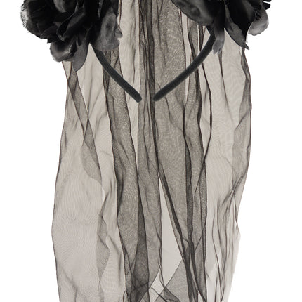Black Flower Headband With Veil
