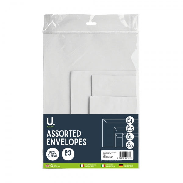 23 Assorted Peel & Seal White Envelopes