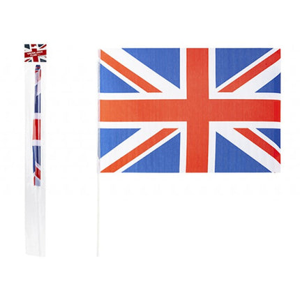 Union Jack 24"x16" Rayon Flag & Stick