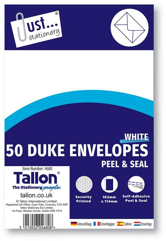 50 White Duke Peal & Seal Envelopes