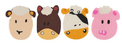 6 Farm Animal Rubber Erasers