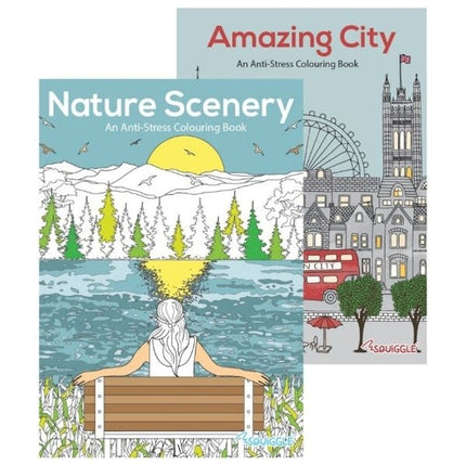 A4 Nature Scenery/Amazing City Colouring Book