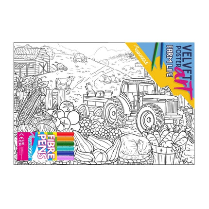 Farm Life Velvet Poster Art & Fibre Pens