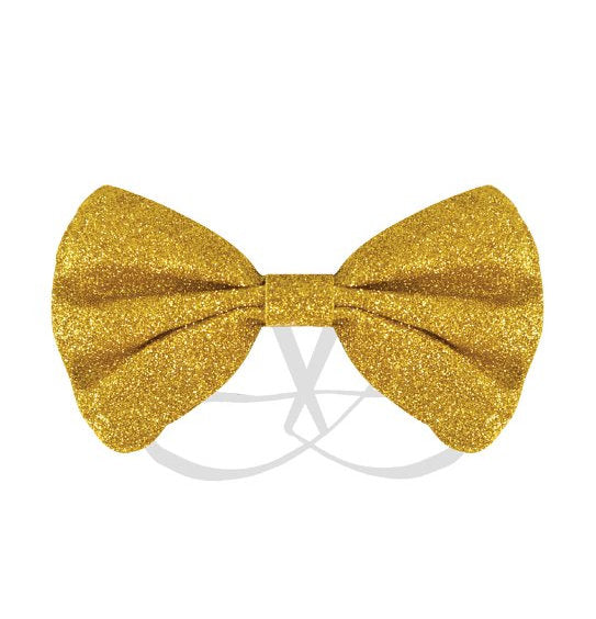 Gold Glitter Elastic Bow Tie