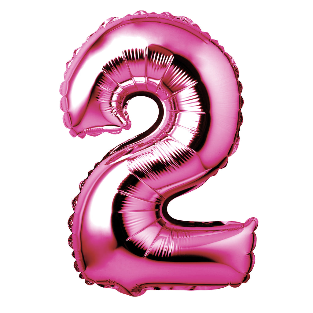 Large Pink Foil "Number 2" Balloon