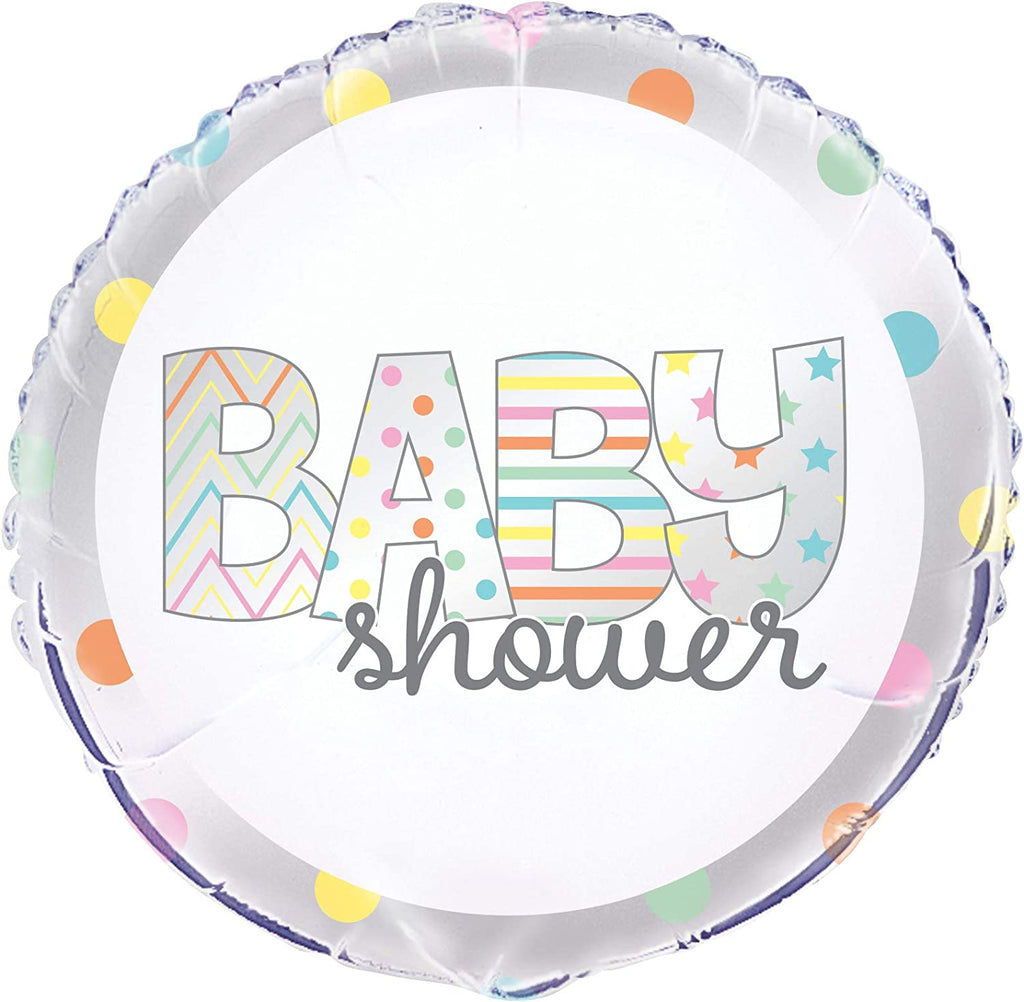 Colourful Baby Shower 18" Round Foil Balloon