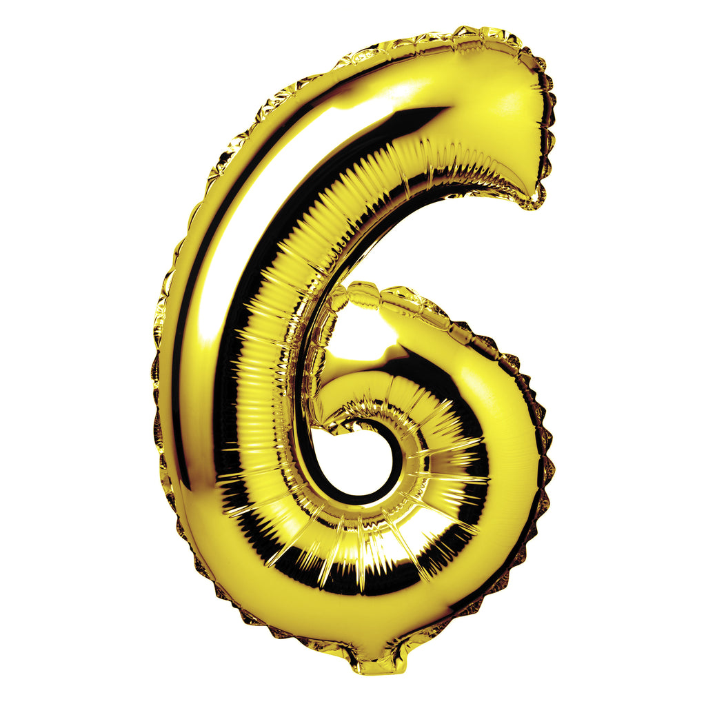 Large Gold Foil "Number 6" Balloon