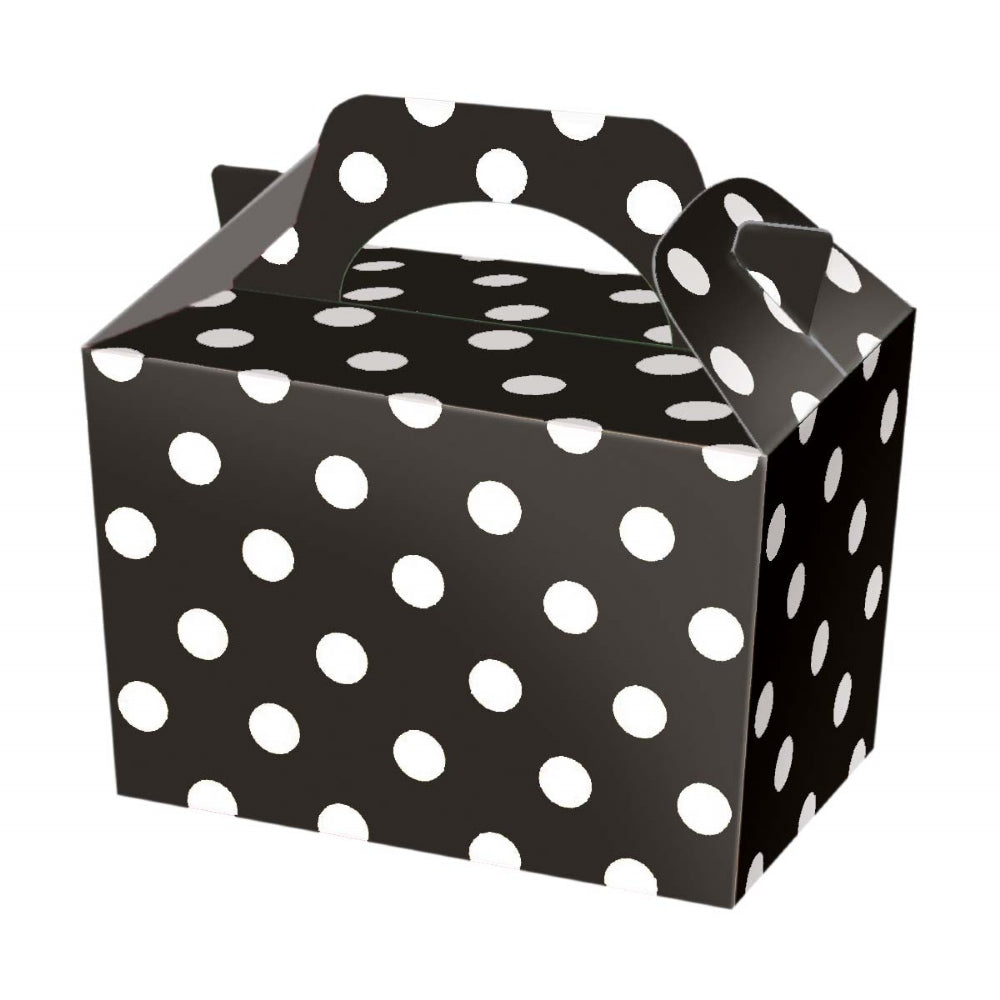 10 Black Polka Dot Party Lunch Boxes