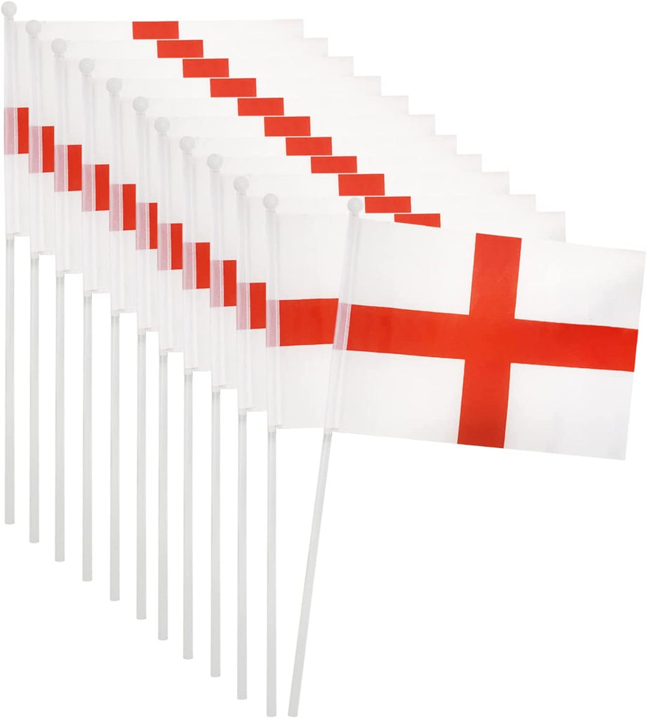12 England Handheld Waving Flags