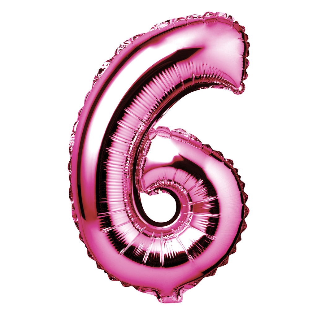 Large Pink Foil "Number 6" Balloon