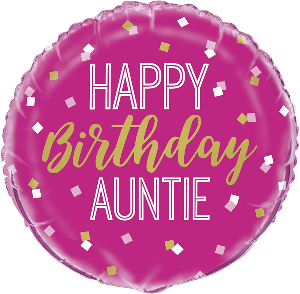 Happy Birthday Auntie 18" Round Foil Balloon