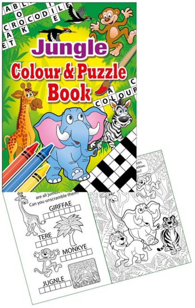 6 Jungle Colour & Puzzle Books