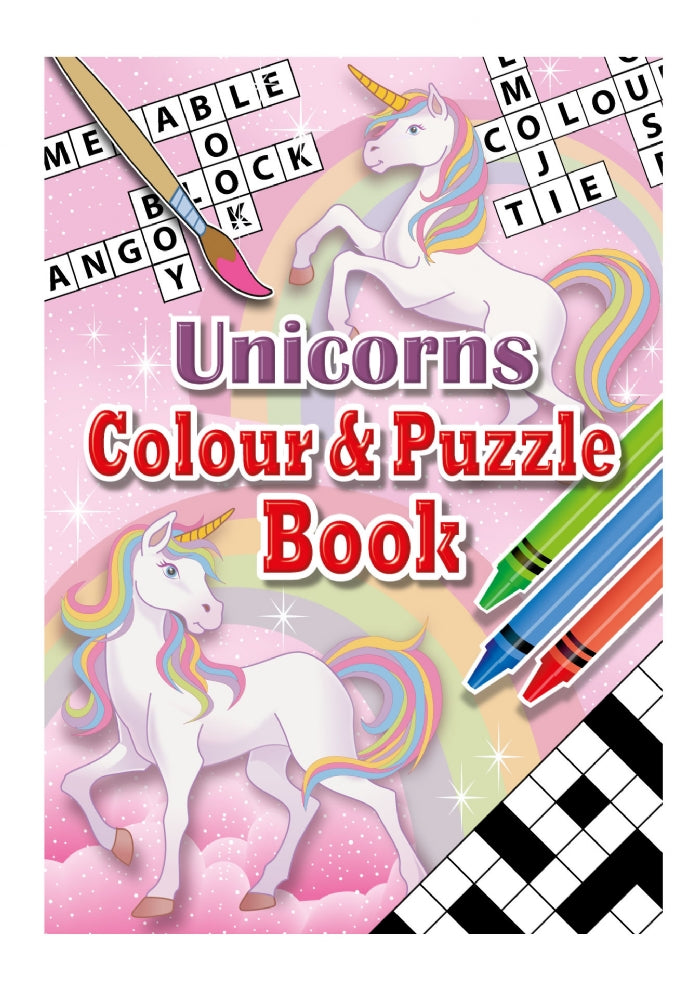 6 Unicorn Colour & Puzzle Books