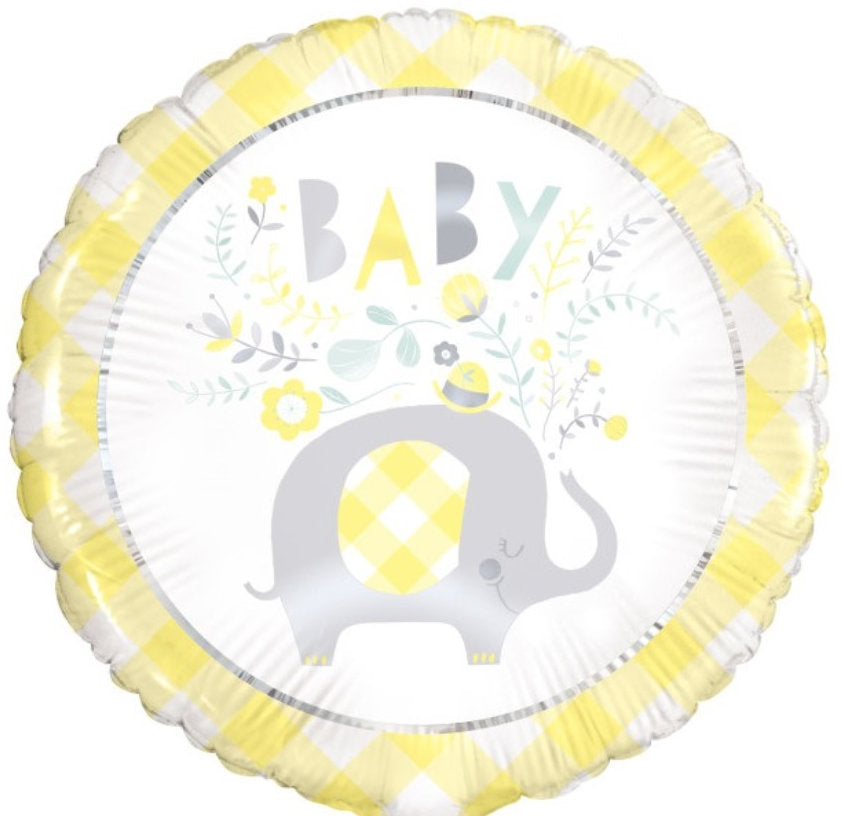 Baby Shower Yellow 18" Round Foil Balloon