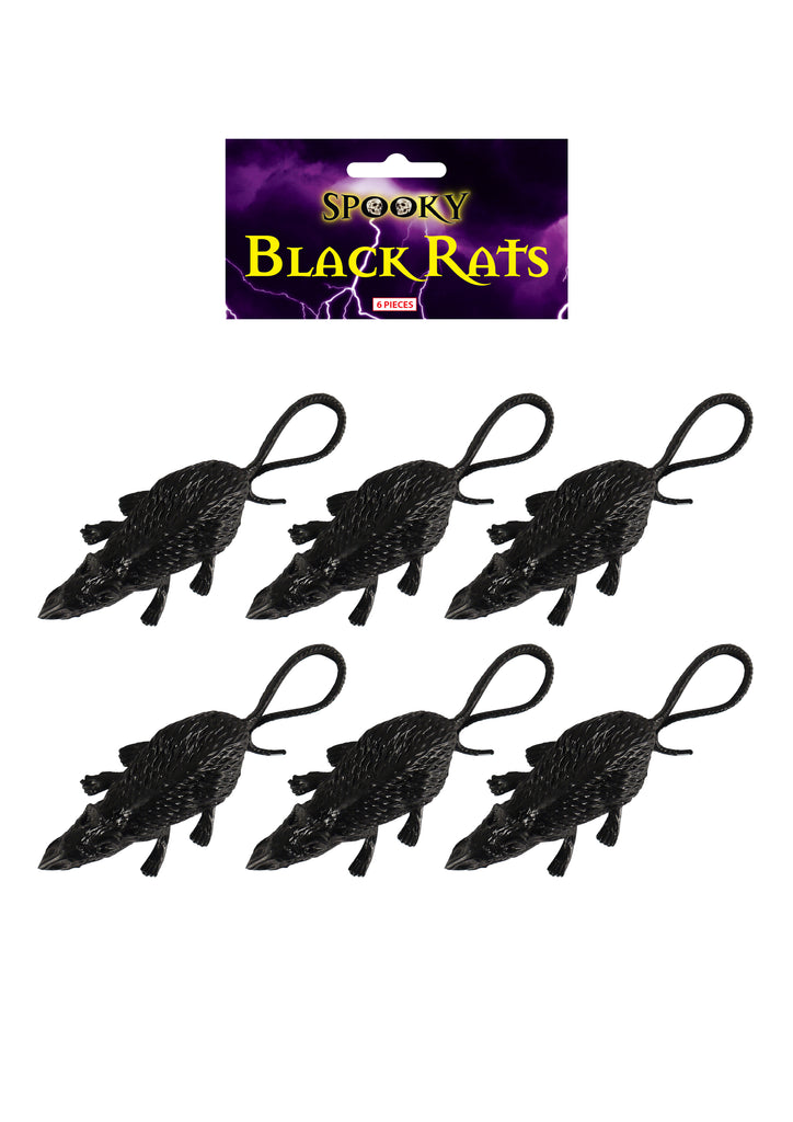6 Fake Black Plastic Rats