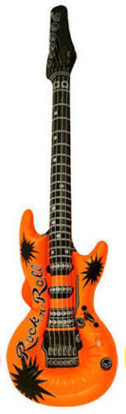 Inflatable Neon Orange Guitar