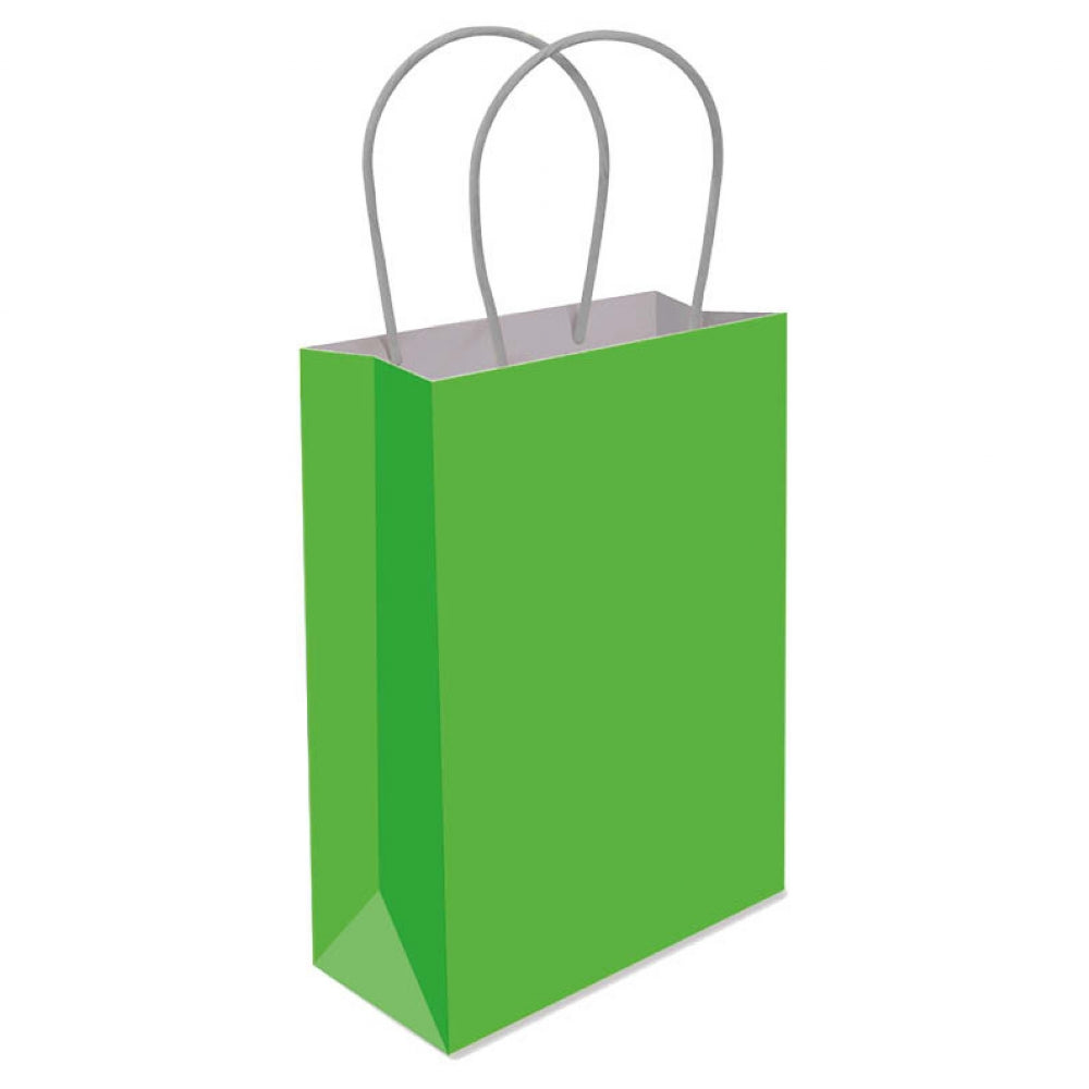 6 Neon Green Paper Handle Bags