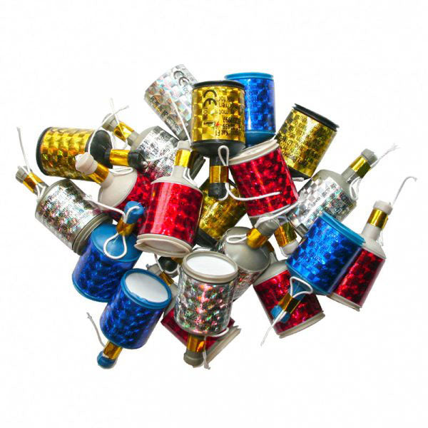 20 Red, Blue, Silver & Gold Party Poppers
