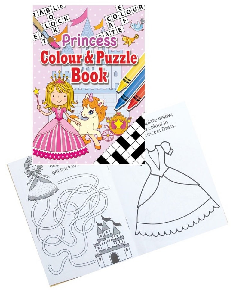 6 Princess Colour & Puzzle Books