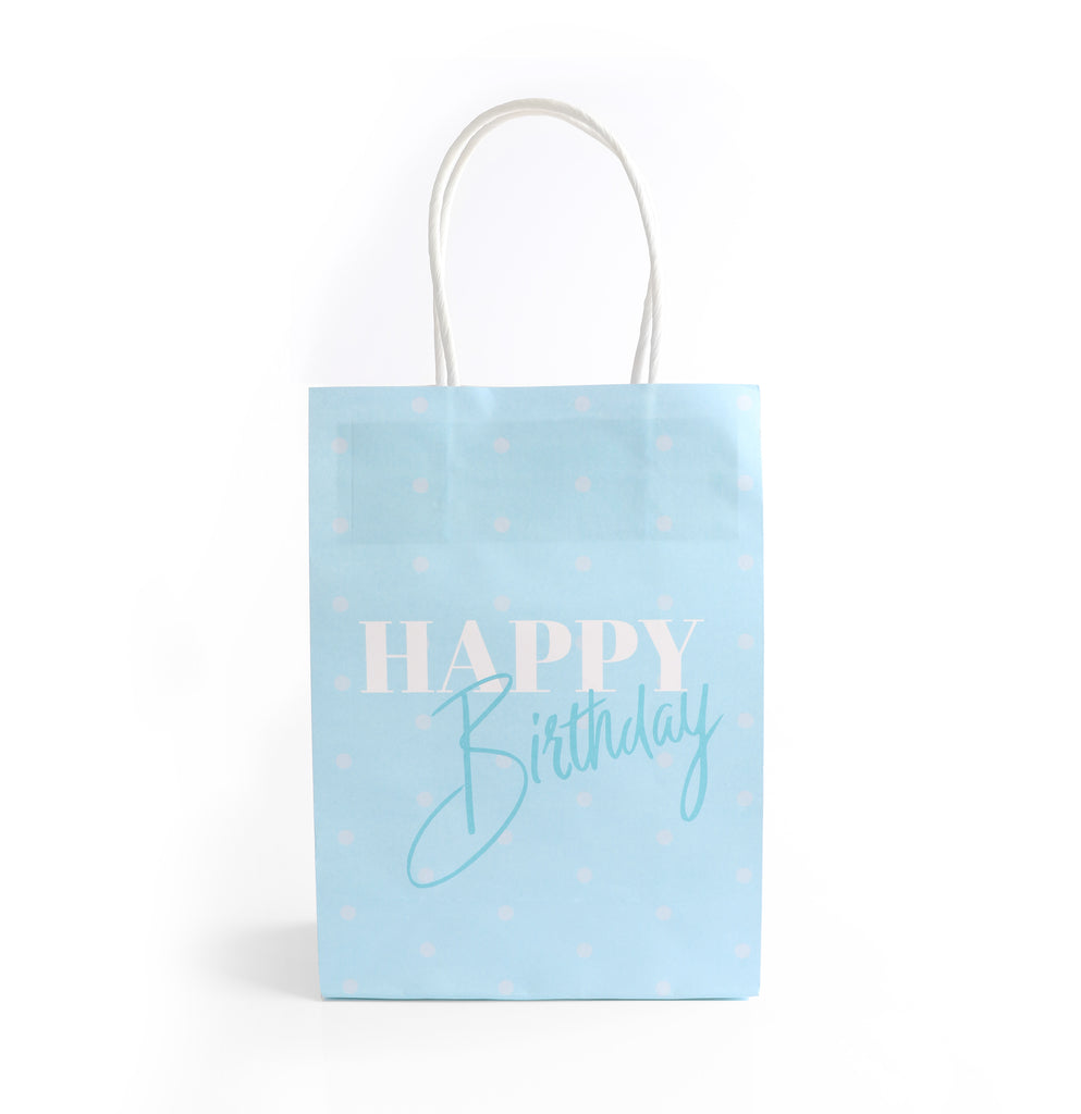 6 Blue Happy Birthday Paper Party Bags
