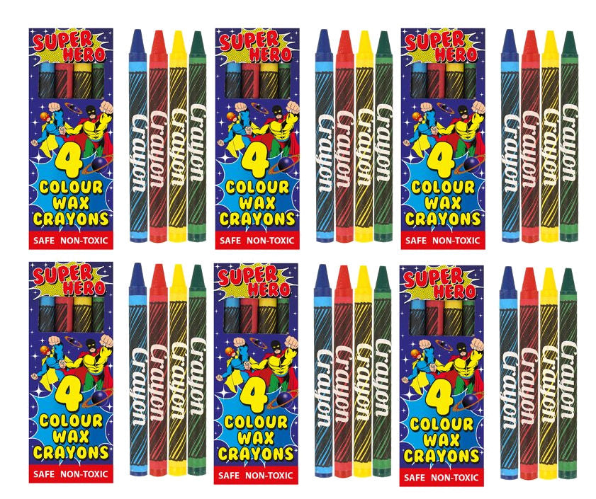 6 Super Hero Wax Crayon Packs