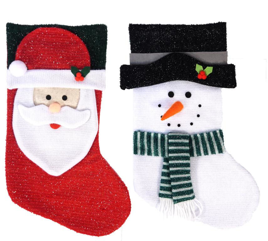Santa Or Snowman Glitter Christmas Stocking