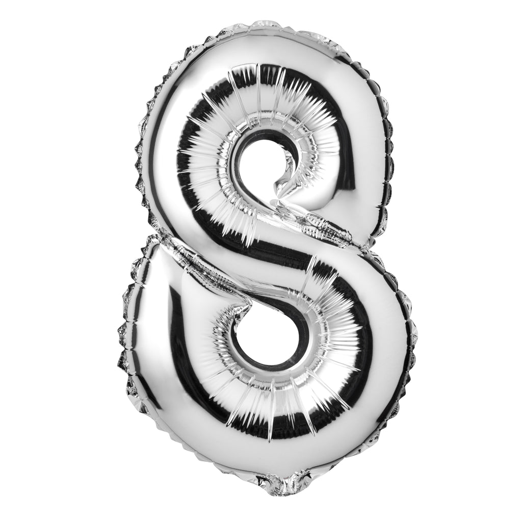 Large Silver Foil "Number 8" Balloon