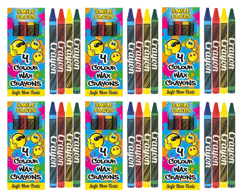 6 Happy Face Wax Crayon Packs
