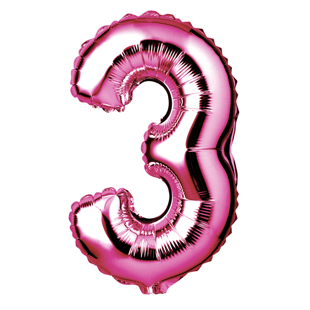 Large Pink Foil "Number 3" Balloon
