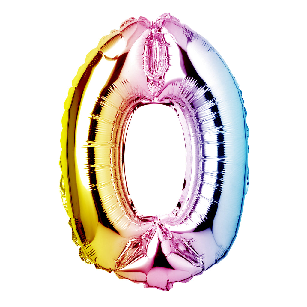 Large Rainbow Foil "Number 0" Balloon