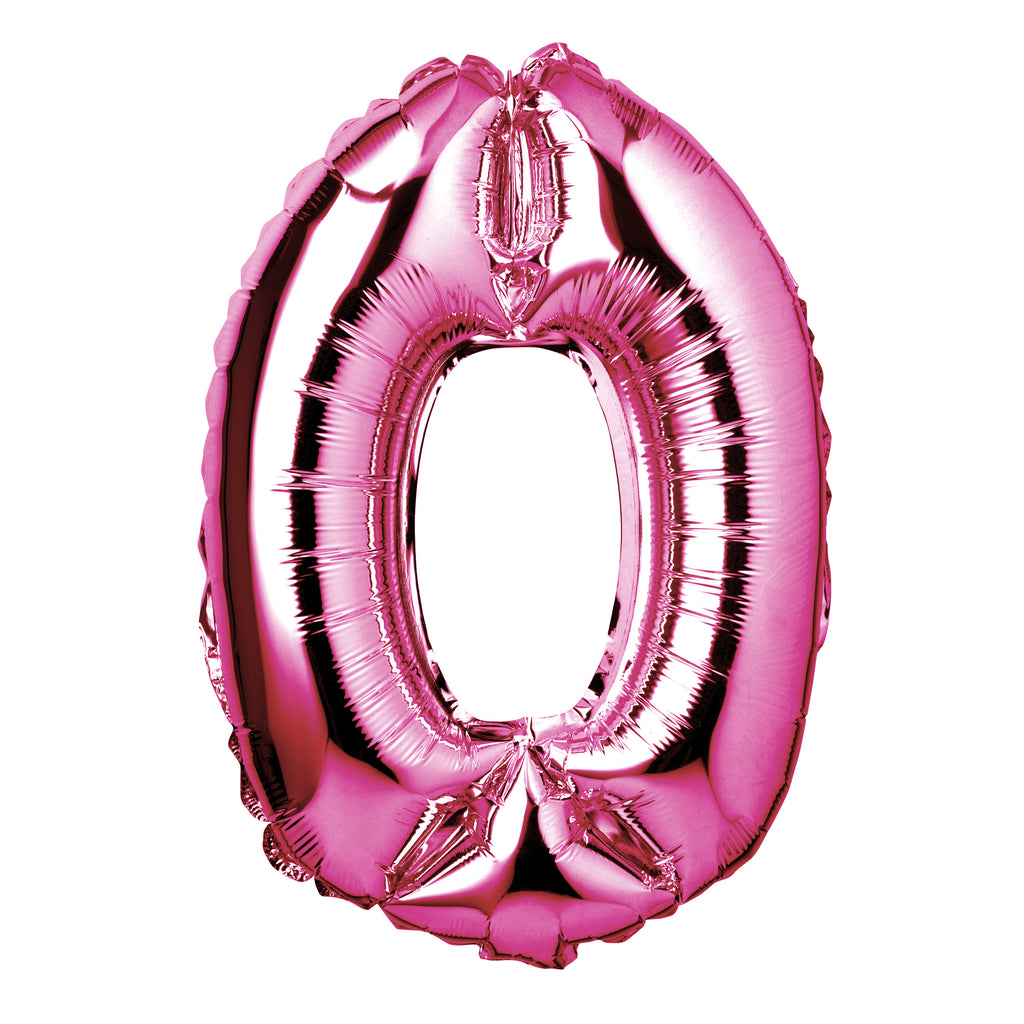 Large Pink Foil "Number 0" Balloon