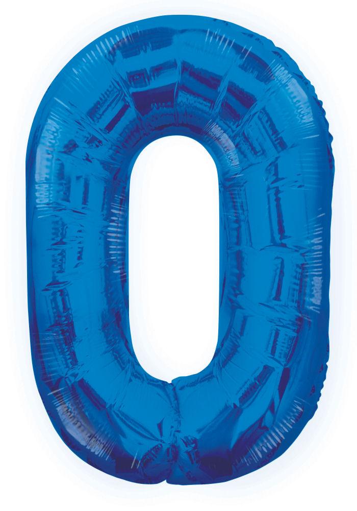 0 - Blue 34" Numeral Balloon - Party Perfecto