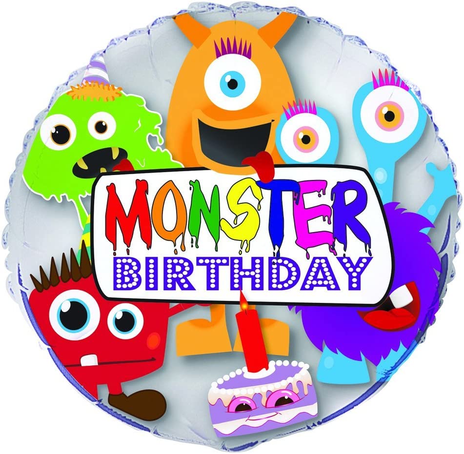 Monster Birthday 18" Round Foil Balloon