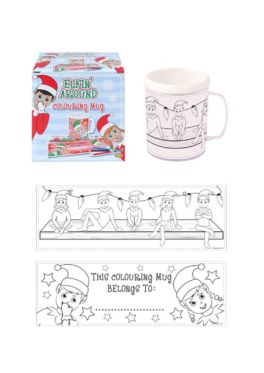 Elfin' Around Christmas Colouring Mug