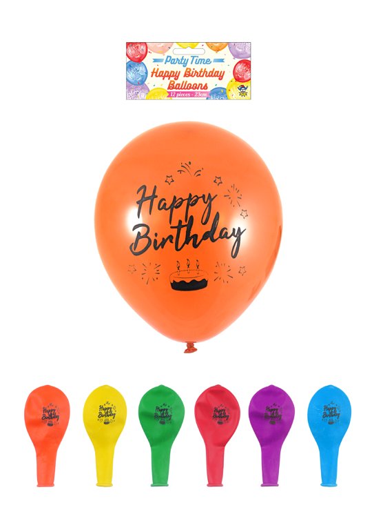 12 Happy Birthday Balloons
