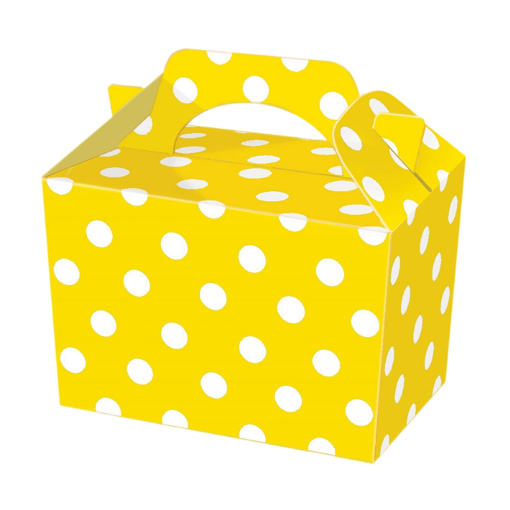 10 Yellow Polka Dot Party Lunch Boxes