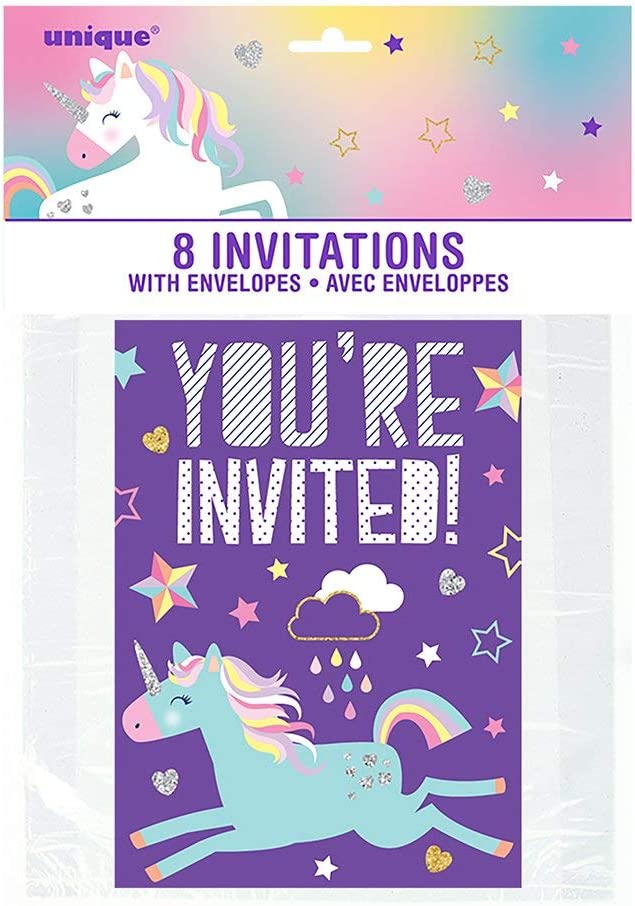 8 Unicorn Party Invitations